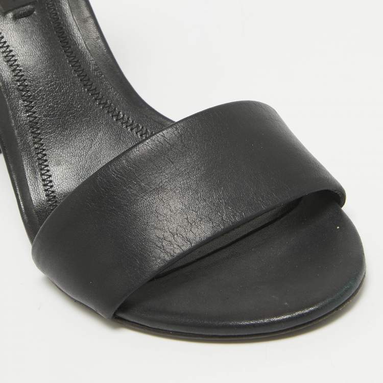 Pre Owned Alexander Wang Black Leather Block Heel Abby Sandals Size 37