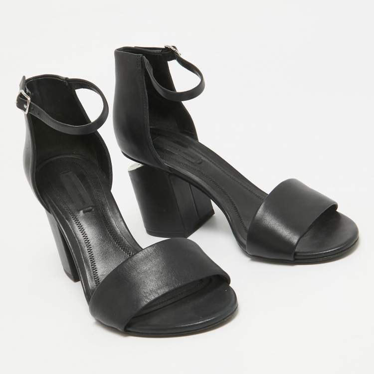 Pre Owned Alexander Wang Black Leather Block Heel Abby Sandals Size 37