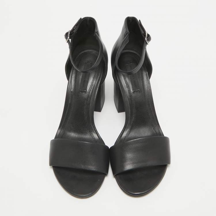 Pre Owned Alexander Wang Black Leather Block Heel Abby Sandals Size 37