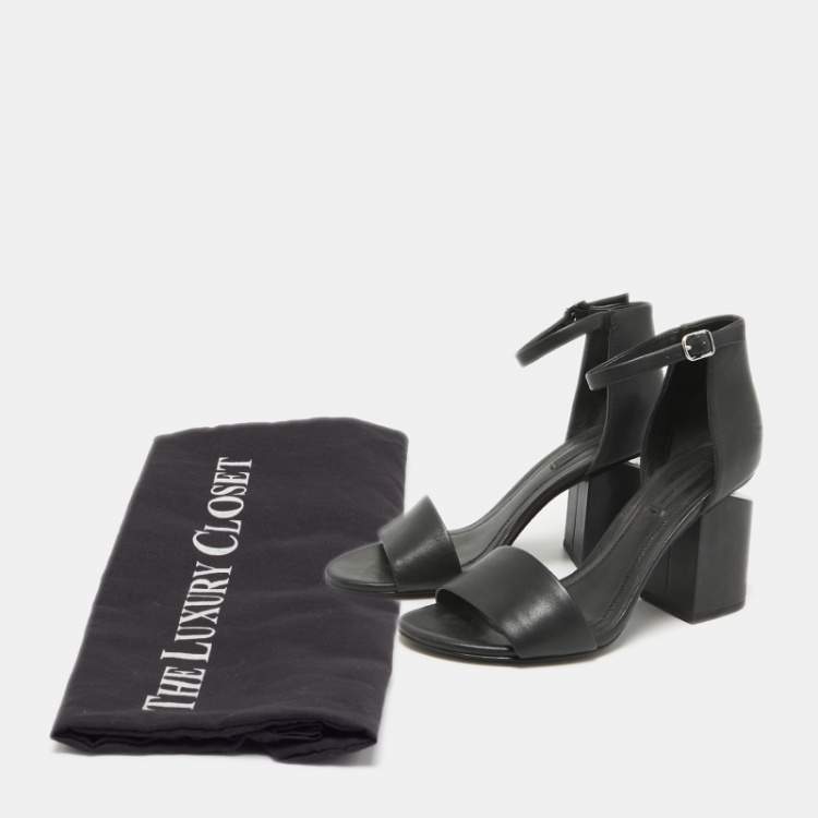 Pre Owned Alexander Wang Black Leather Block Heel Abby Sandals Size 37