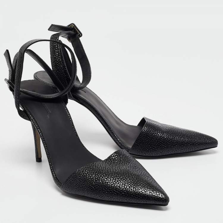 Pre Owned Alexander Wang Black Leather Lovisa Ankle Strap Pumps Size 41