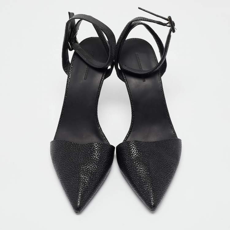 Pre Owned Alexander Wang Black Leather Lovisa Ankle Strap Pumps Size 41