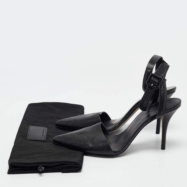 Pre Owned Alexander Wang Black Leather Lovisa Ankle Strap Pumps Size 41