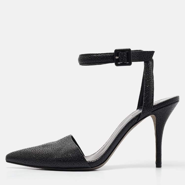 Pre Owned Alexander Wang Black Leather Lovisa Ankle Strap Pumps Size 41