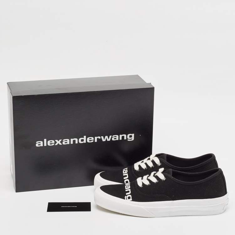 Pre Owned Alexander Wang Black Canvas Dropout Lace Up Sneakers Size 40.5