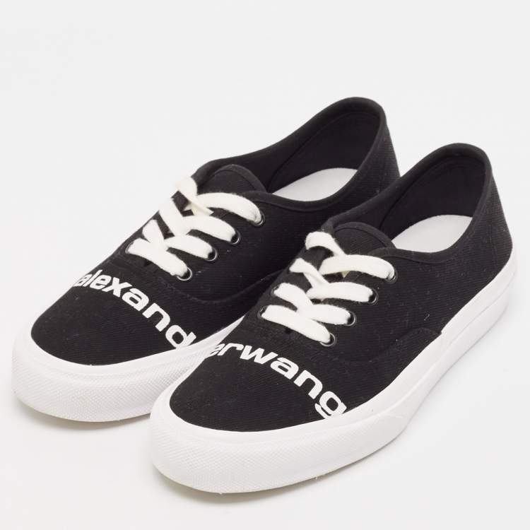 Pre Owned Alexander Wang Black Canvas Dropout Lace Up Sneakers Size 40.5