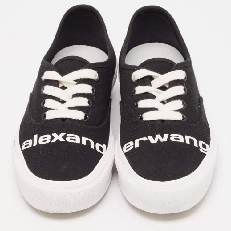 Pre Owned Alexander Wang Black Canvas Dropout Lace Up Sneakers Size 40.5