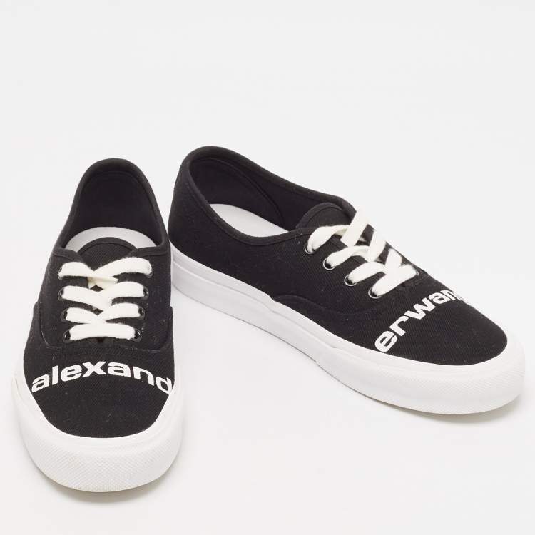 Pre Owned Alexander Wang Black Canvas Dropout Lace Up Sneakers Size 40.5