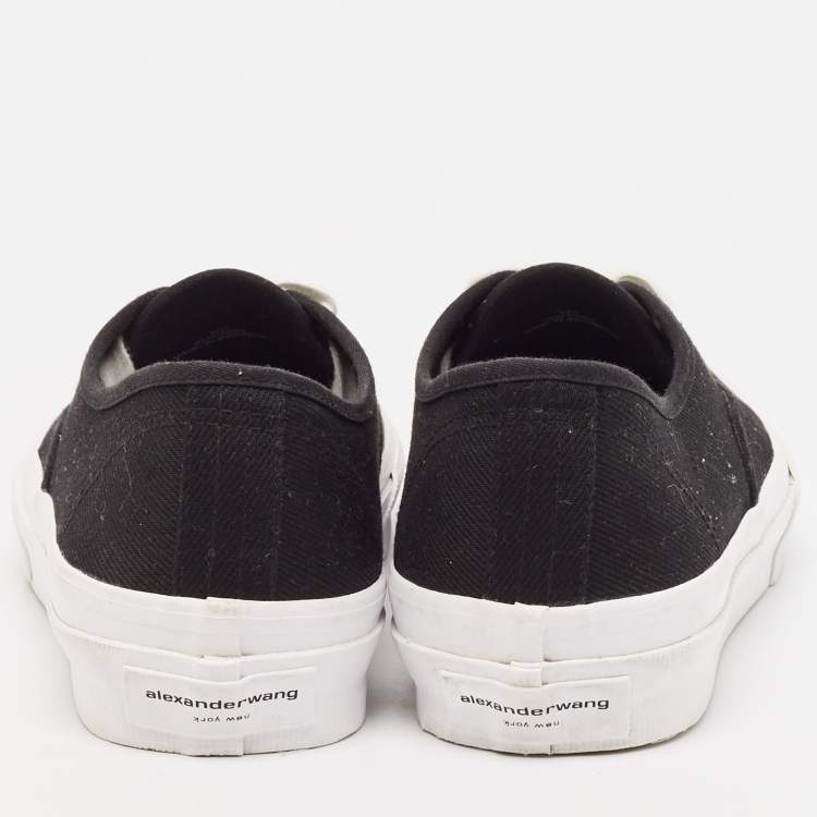 Pre Owned Alexander Wang Black Canvas Dropout Lace Up Sneakers Size 40.5