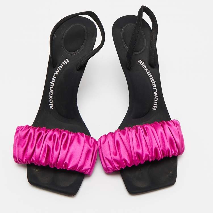 Pre Owned Alexander Wang Purple/Black Satin Julie Slingback Sandals Size 37