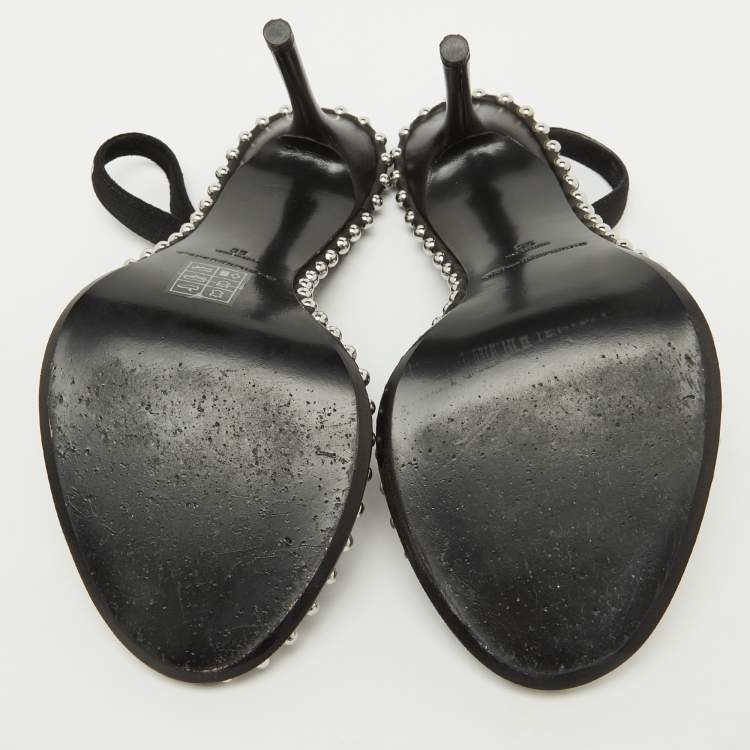 Pre Owned Alexander Wang Black PVC Studded Slingback Nova Sandals Size 35