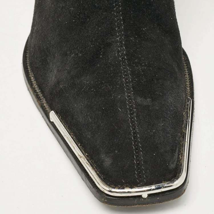 Pre Owned Alexander Wang Black Suede Gabi Ankle Length Boots Size 38