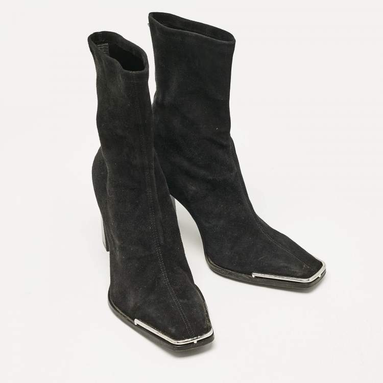 Pre Owned Alexander Wang Black Suede Gabi Ankle Length Boots Size 38