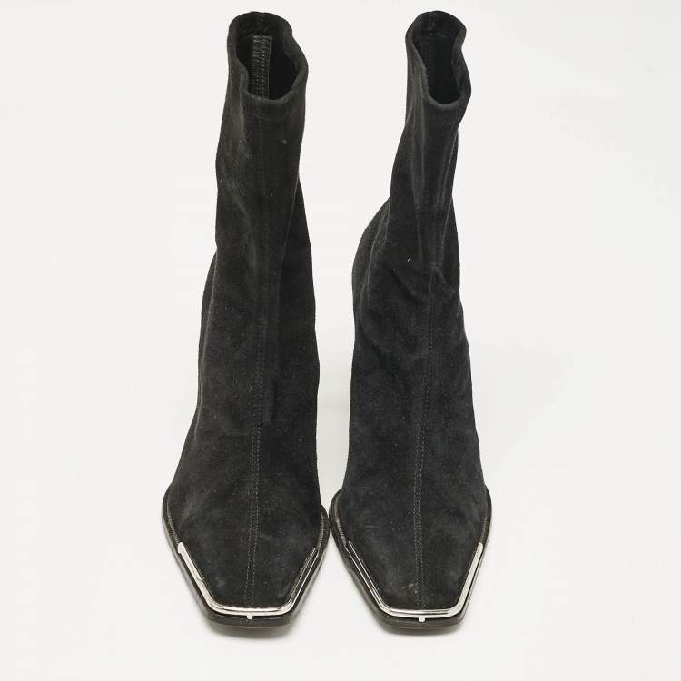 Pre Owned Alexander Wang Black Suede Gabi Ankle Length Boots Size 38
