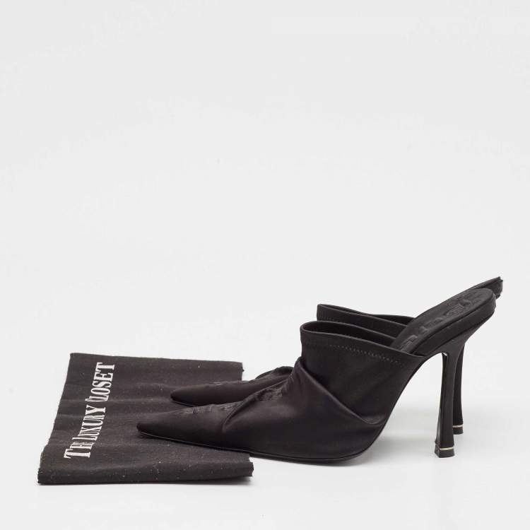 Pre Owned Alexander Wang Black Satin Pointed Toe Mules Size 40