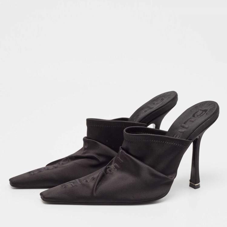 Pre Owned Alexander Wang Black Satin Pointed Toe Mules Size 40