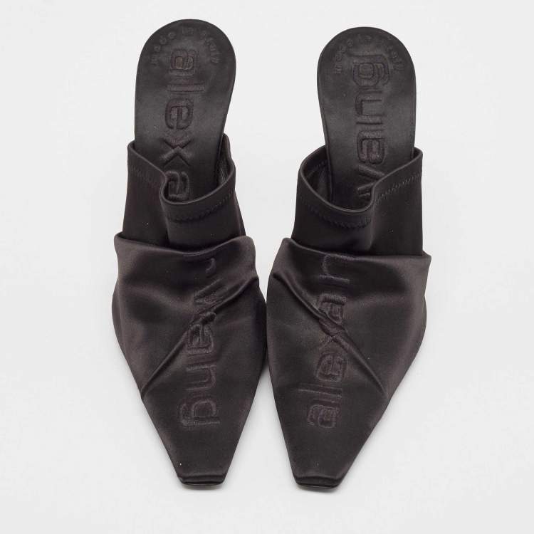 Pre Owned Alexander Wang Black Satin Pointed Toe Mules Size 40