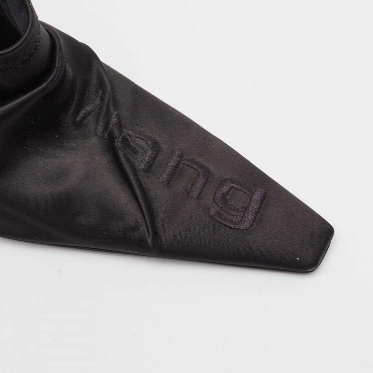 Pre Owned Alexander Wang Black Satin Pointed Toe Mules Size 40