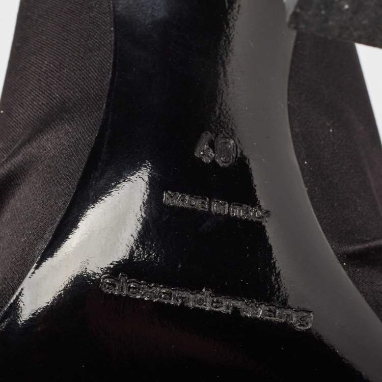Pre Owned Alexander Wang Black Satin Pointed Toe Mules Size 40