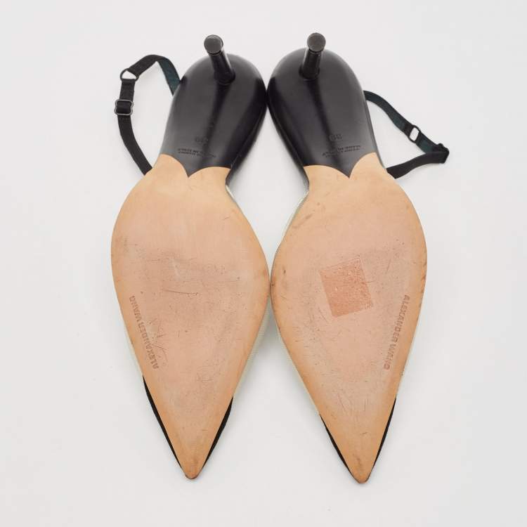 Pre Owned Alexander Wang Black Mesh and Suede Alix Slingback Pumps Size 39