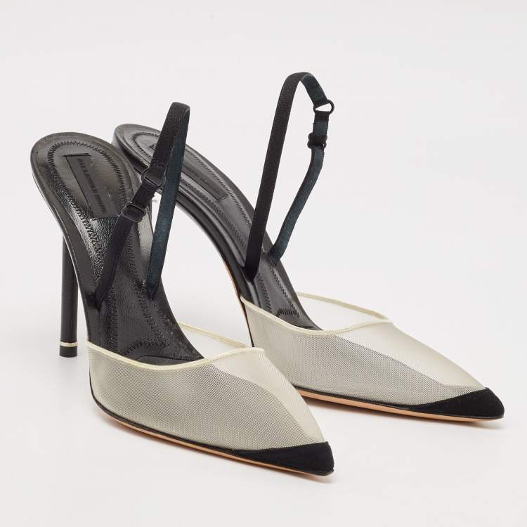 Pre Owned Alexander Wang Black Mesh and Suede Alix Slingback Pumps Size 39
