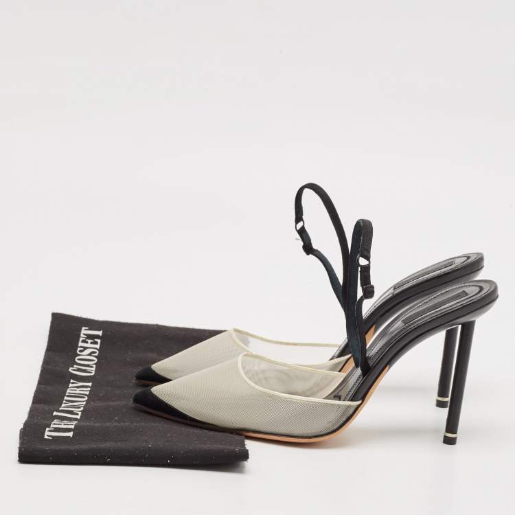 Pre Owned Alexander Wang Black Mesh and Suede Alix Slingback Pumps Size 39