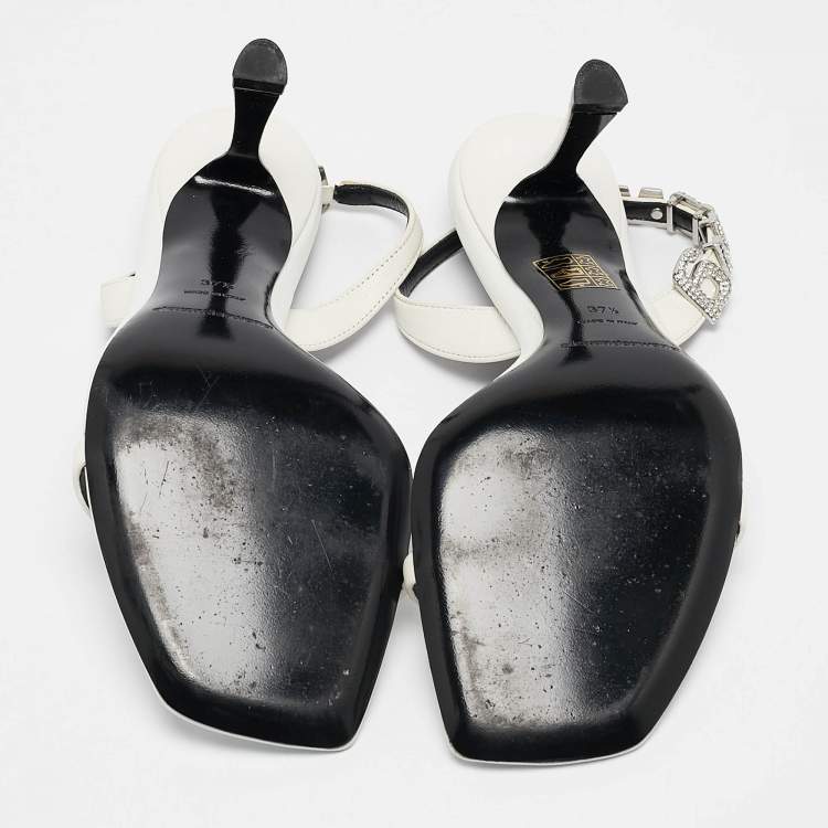 Pre Owned Alexander Wang White Leather Nova Slingback Sandals Size 37.5