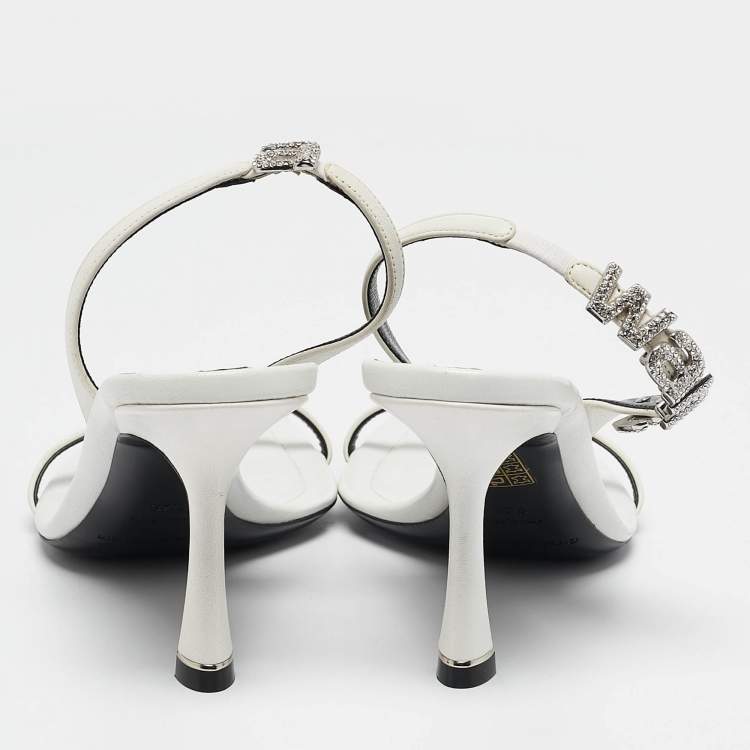 Pre Owned Alexander Wang White Leather Nova Slingback Sandals Size 37.5