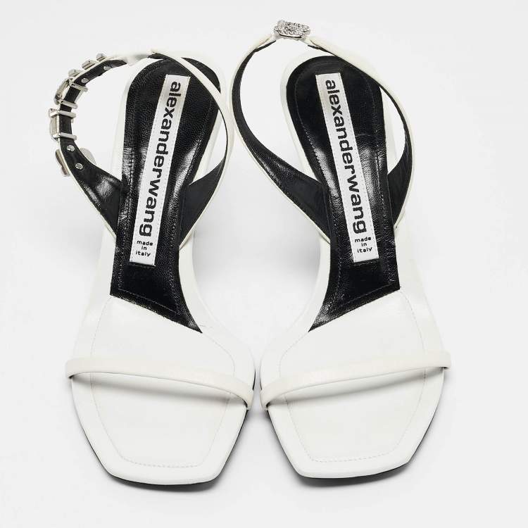 Pre Owned Alexander Wang White Leather Nova Slingback Sandals Size 37.5