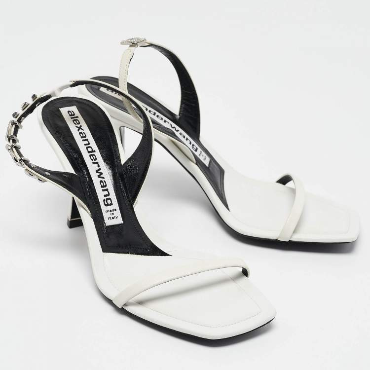 Pre Owned Alexander Wang White Leather Nova Slingback Sandals Size 37.5