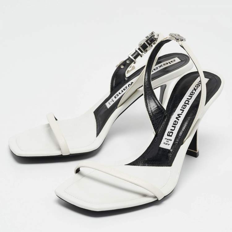 Pre Owned Alexander Wang White Leather Nova Slingback Sandals Size 37.5