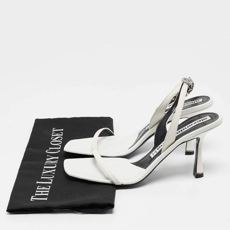 Pre Owned Alexander Wang White Leather Nova Slingback Sandals Size 37.5