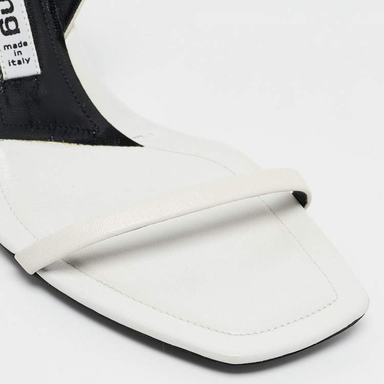 Pre Owned Alexander Wang White Leather Nova Slingback Sandals Size 37.5