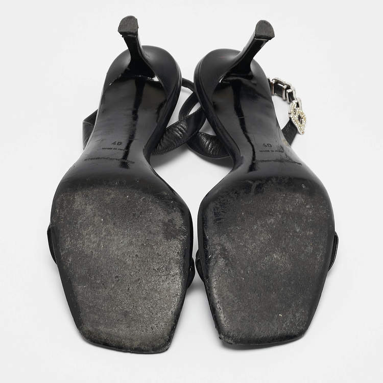Pre Owned Alexander Wang Black Leather Ivy Slingback Sandals Size 40