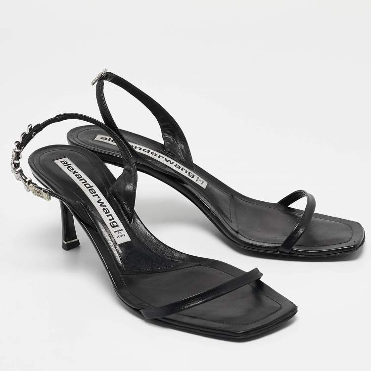 Pre Owned Alexander Wang Black Leather Ivy Slingback Sandals Size 40
