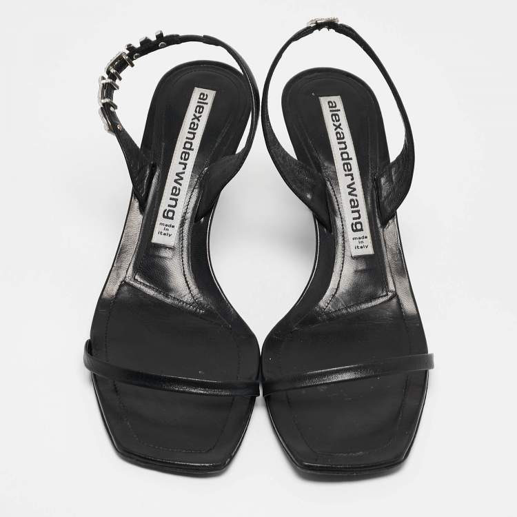 Pre Owned Alexander Wang Black Leather Ivy Slingback Sandals Size 40