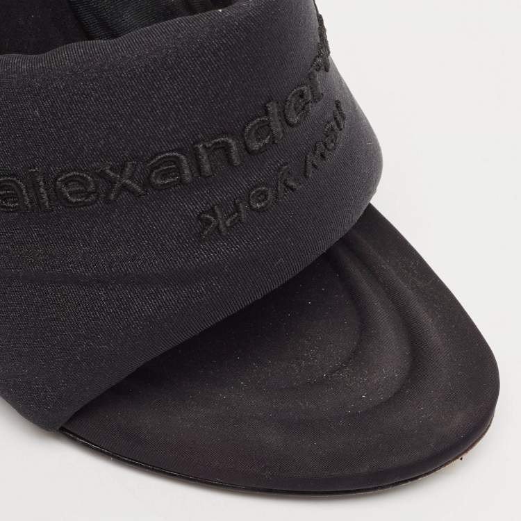Pre Owned Alexander Wang Black Fabric Slide Sandals Size 38