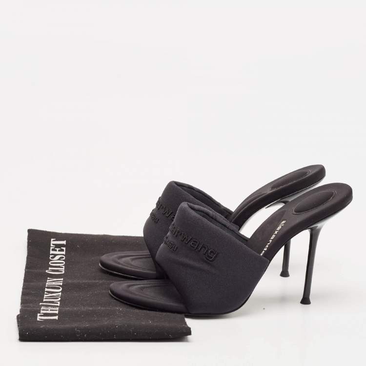 Pre Owned Alexander Wang Black Fabric Slide Sandals Size 38