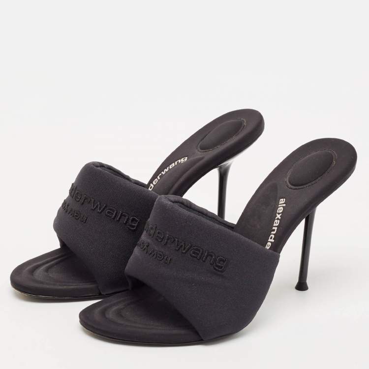 Pre Owned Alexander Wang Black Fabric Slide Sandals Size 38