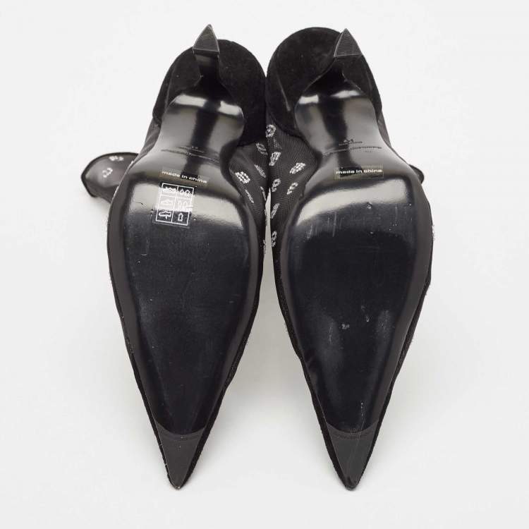 Pre Owned Alexander Wang  Black Mesh and Suede Delphine Ankle Boots Size 41
