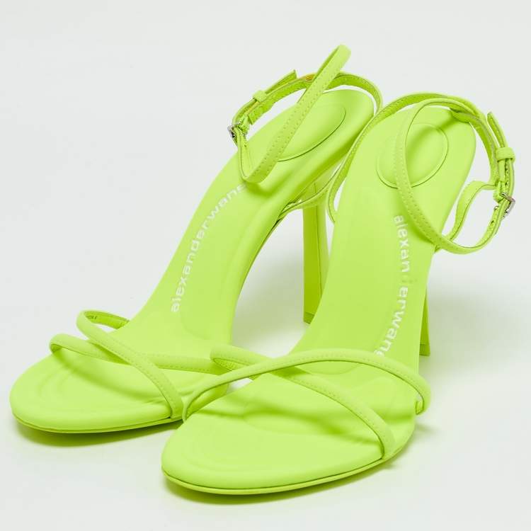 Pre Owned Alexander Wang Neon Green Neoprene Dahlia Sandals Size 40