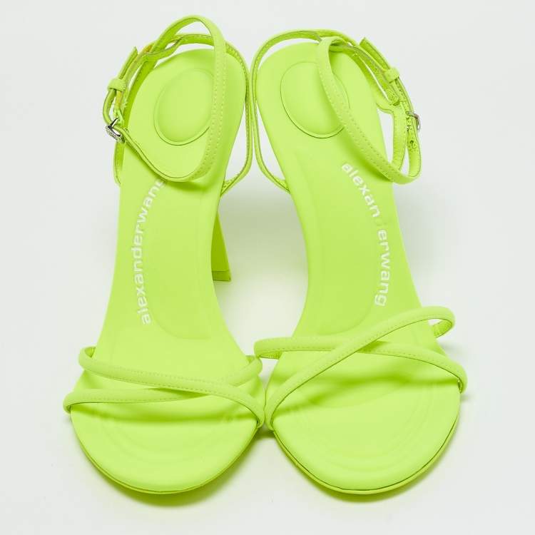 Pre Owned Alexander Wang Neon Green Neoprene Dahlia Sandals Size 40