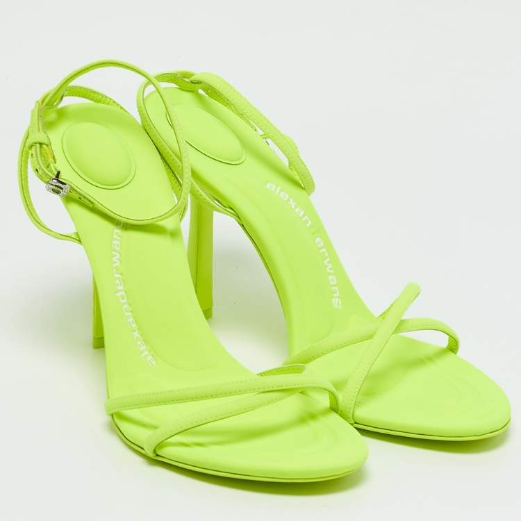 Pre Owned Alexander Wang Neon Green Neoprene Dahlia Sandals Size 40