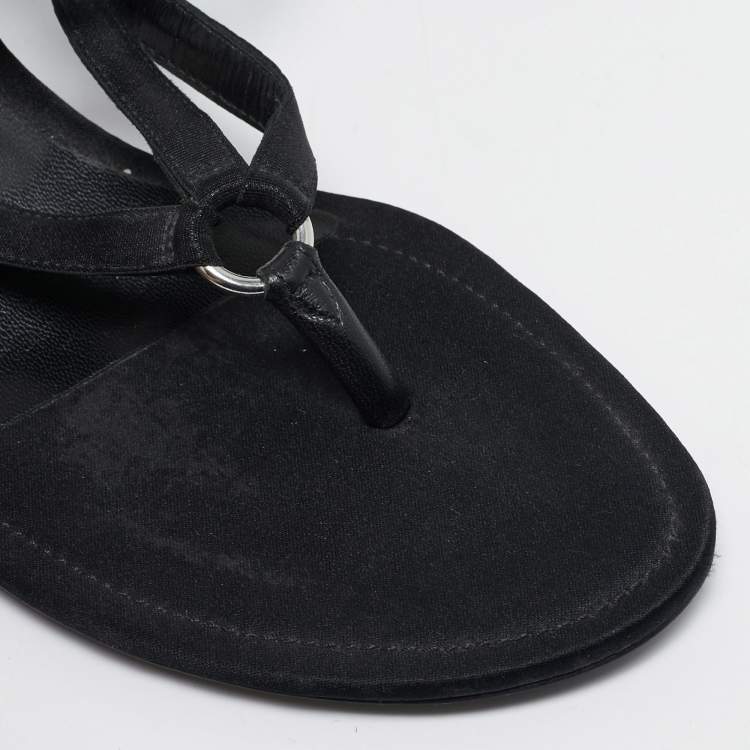 Pre Owned Alexander Wang Black Satin Kit Ankle Tie Sandals Size 40