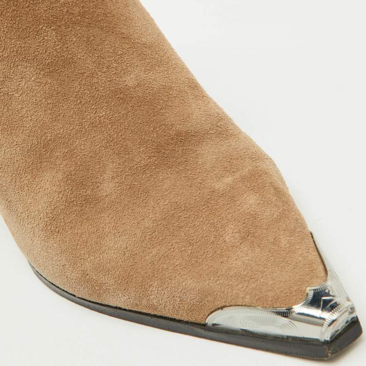 Pre Owned Alexander Wang Brown Suede Block Heel Pointed Toe Mules Size 39