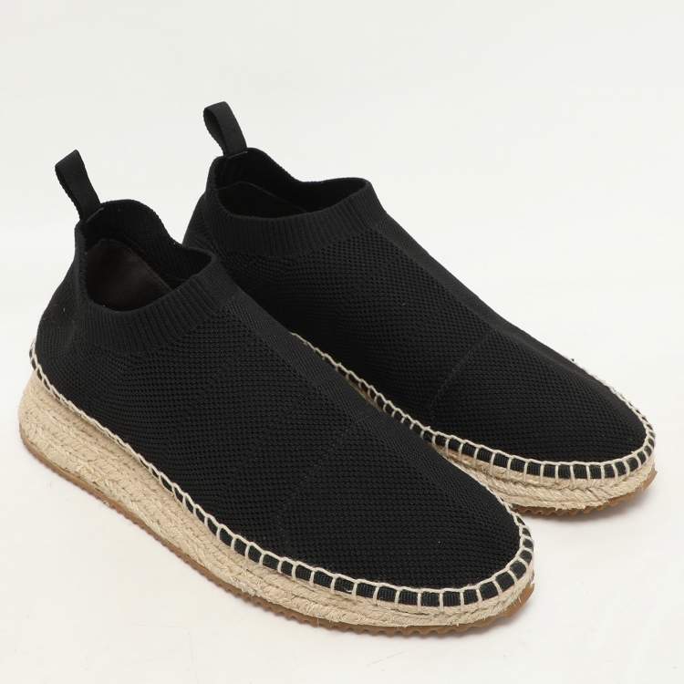 Pre Owned Alexander Wang Black Knit Fabric Dylan Espadrille Flats Size 37