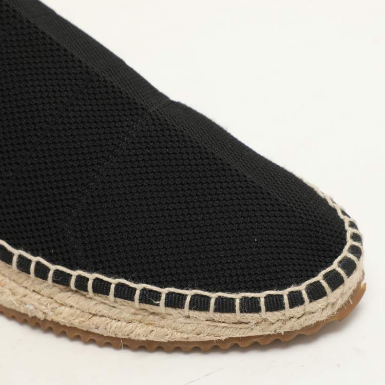 Pre Owned Alexander Wang Black Knit Fabric Dylan Espadrille Flats Size 37