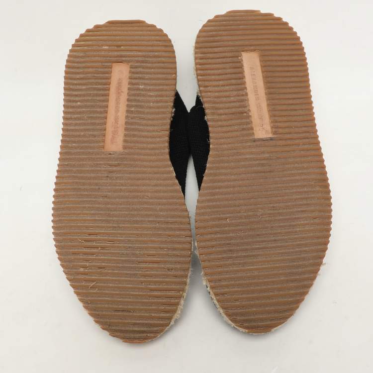 Pre Owned Alexander Wang Black Knit Fabric Dylan Espadrille Flats Size 37