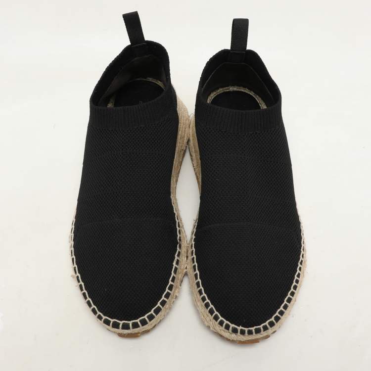 Pre Owned Alexander Wang Black Knit Fabric Dylan Espadrille Flats Size 37