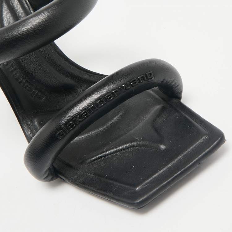 Pre Owned Alexander Wang Black Leather Julie Tubular Slide Sandals Size 39
